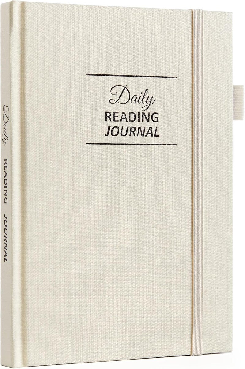 COMKISO Store Reading Journal for Book Lovers - 75 Book Journal Reading Log for Book Tracking, A5 Linen Book Review Journal with TBR Tracker List, Ratings, Challenges, Prompts, and Index - Beige - Image 1